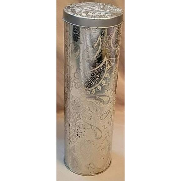 Stockmeyer Tall and Thin Metal Tin Floral Etchings Shortbread Cookies Tin - Picture 1 of 6